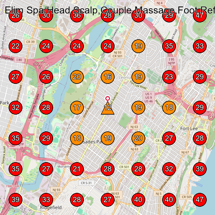 Elim Spa/Head Scalp,Couple Massage,Foot Reflexology,Palisades Park NJ GeoGrid visibility map for Massage Spa in Palisades Park